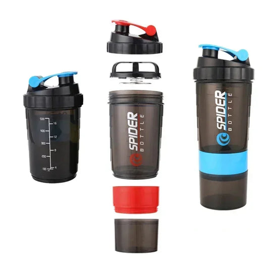 3 Layer Shaker Bottle - Protein Mixing Sports Fitness Water Cup 550ML