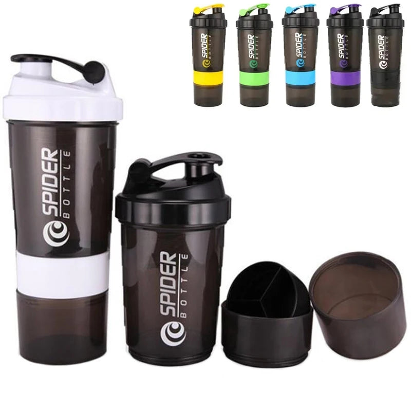 3 Layer Shaker Bottle - Protein Mixing Sports Fitness Water Cup 550ML
