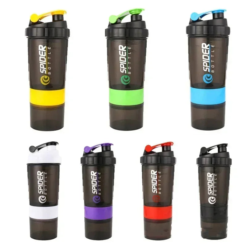 3 Layer Shaker Bottle - Protein Mixing Sports Fitness Water Cup 550ML