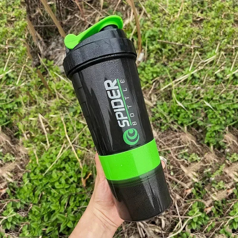 3 Layer Shaker Bottle - Protein Mixing Sports Fitness Water Cup 550ML