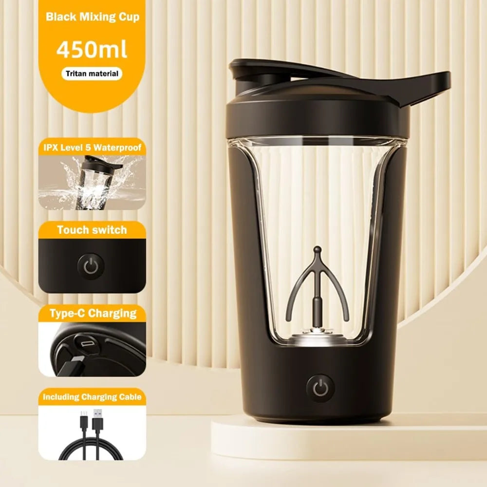 Electric Protein Shaker Cup - BPA Free USB Rechargeable Automatic Mixing 450ML
