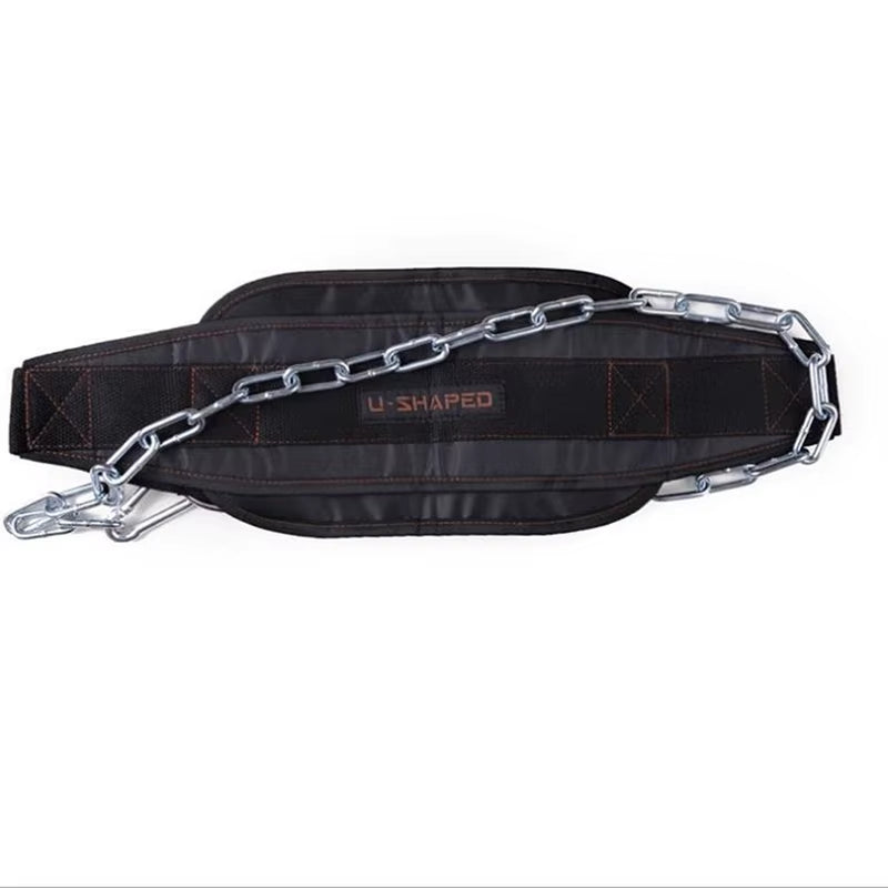 Heavy-Duty Weight Lifting Belt with Chain for Pull Up & Bodybuilding Training