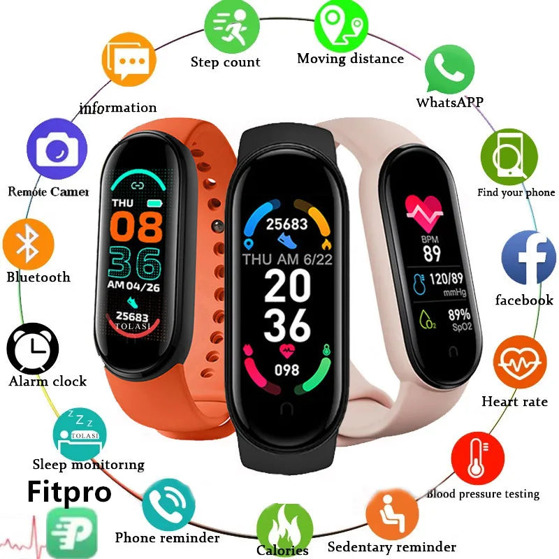 M6 Fitness Smart Watch with Heart Rate & Sports Tracking for Active Lifestyle