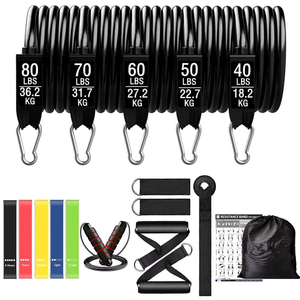 Workout Bar Fitness Resistance Bands Set for Pilates Yoga & Home Training