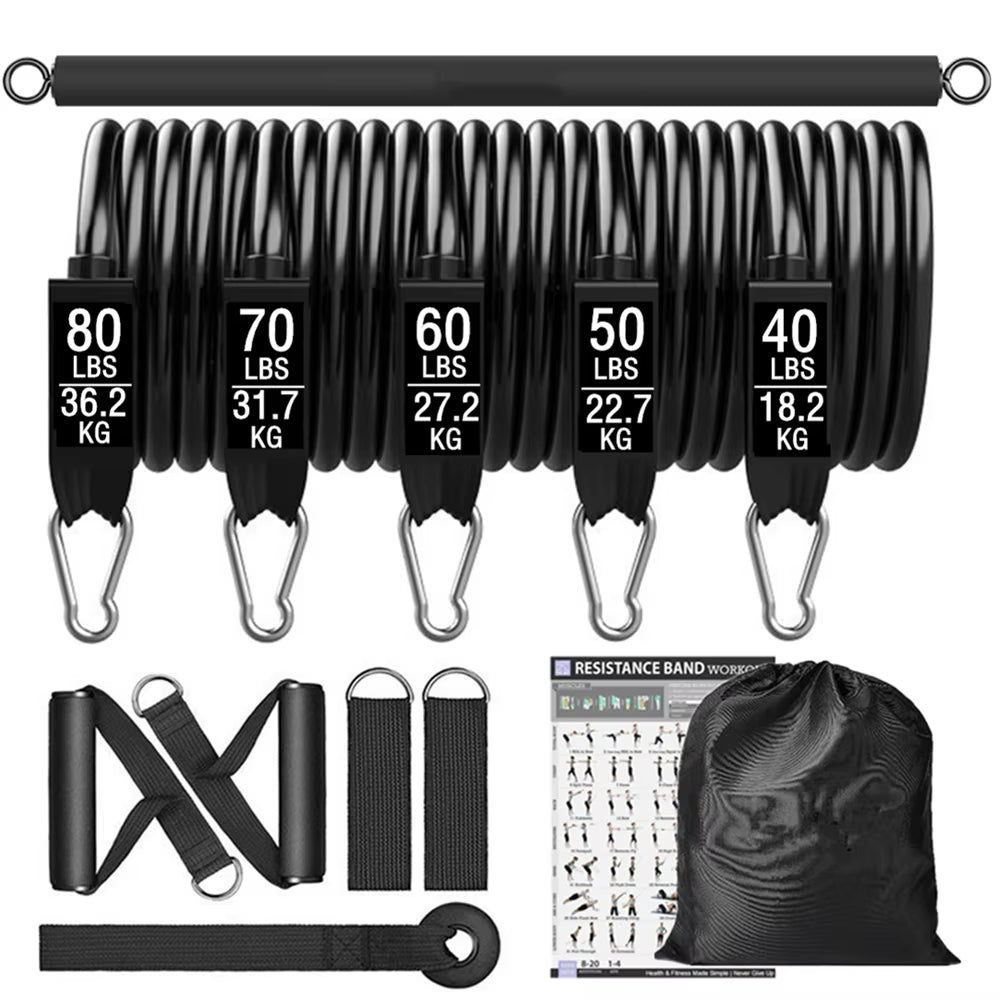 Workout Bar Fitness Resistance Bands Set for Pilates Yoga & Home Training