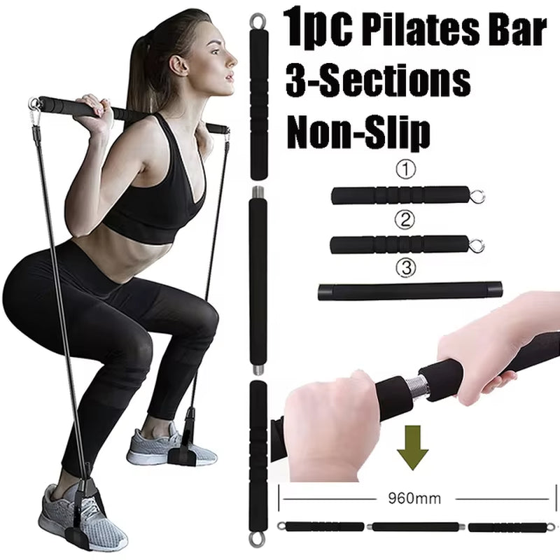 Workout Bar Fitness Resistance Bands Set for Pilates Yoga & Home Training