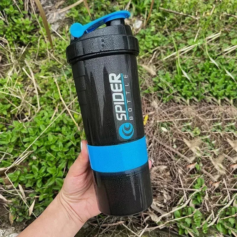 3 Layer Shaker Bottle - Protein Mixing Sports Fitness Water Cup 550ML