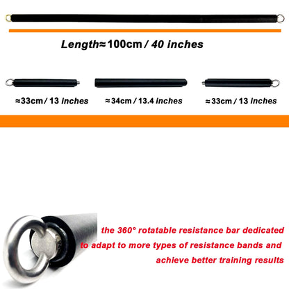 Workout Bar Fitness Resistance Bands Set for Pilates Yoga & Home Training
