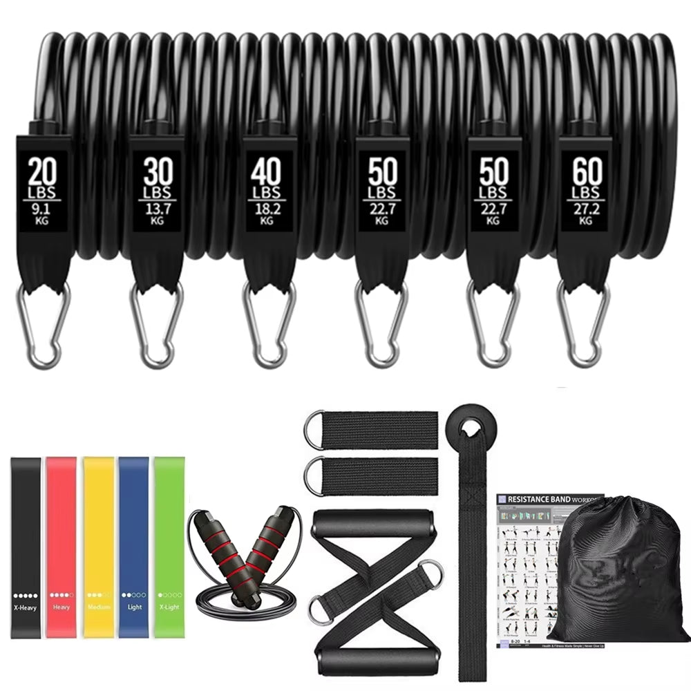 Workout Bar Fitness Resistance Bands Set for Pilates Yoga & Home Training