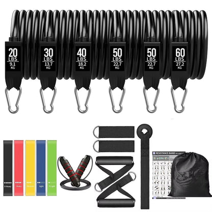 Workout Bar Fitness Resistance Bands Set for Pilates Yoga & Home Training